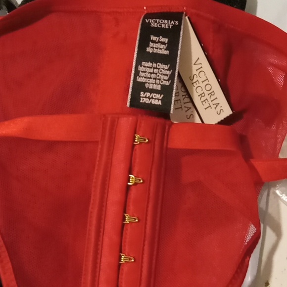 Victoria Secret-RED "Very Sexy"- Brazilian Slip Sheer- Mesh Panty-Small - Picture 9 of 10